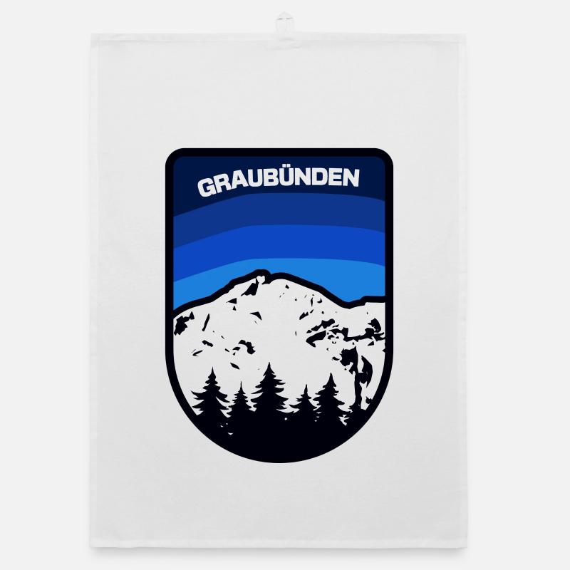 Graubünden Mountain Landscape Emblem Organic dish towel