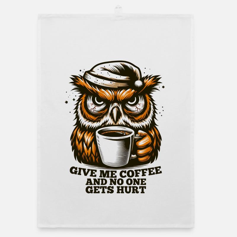 Owl Coffee Tired Gift Organic dish towel