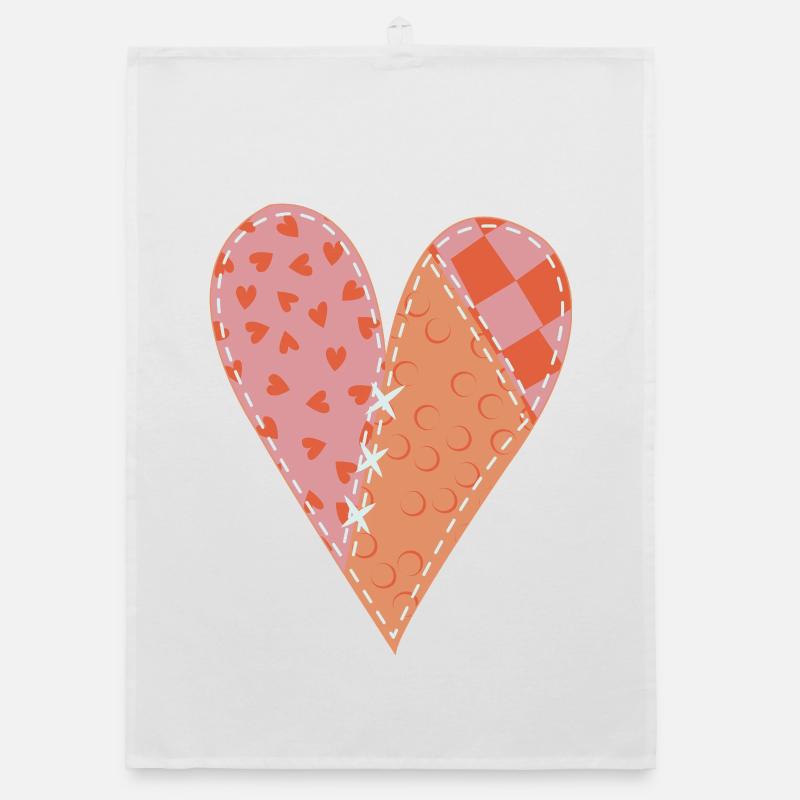 Patchwork Heart No10 Organic dish towel