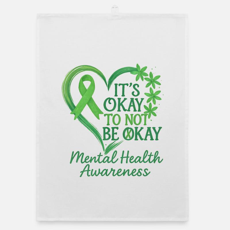 Conception du ruban vert pour la sensibilisation à la santé mentale Torchon bio