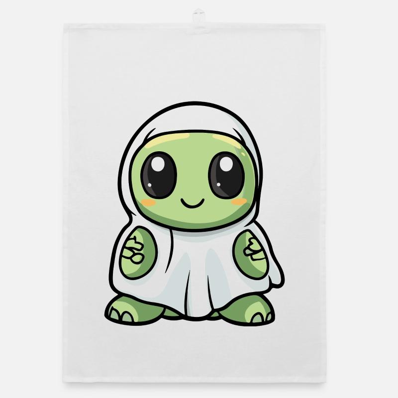 Turtle Halloween Ghost Organic dish towel