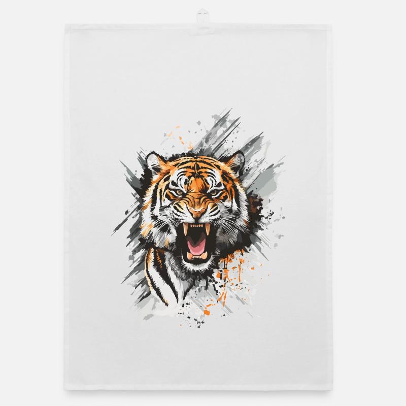 Tiger Head Predator Nature Wilderness Splash Organic dish towel