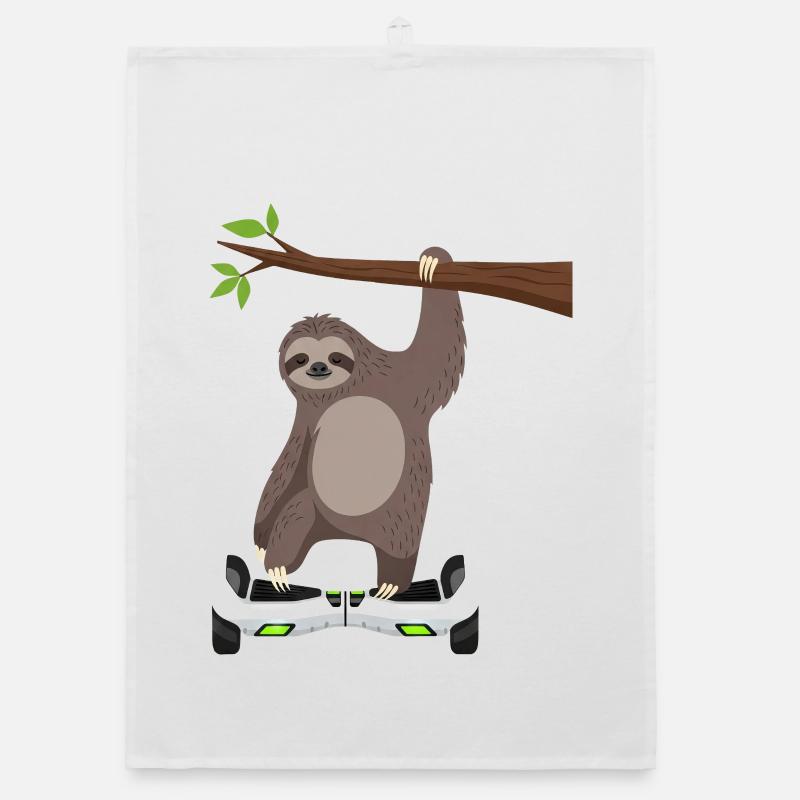 Faultier chillen Hoverboard Cartoon Technik Gleich Organic Geschirrtuch