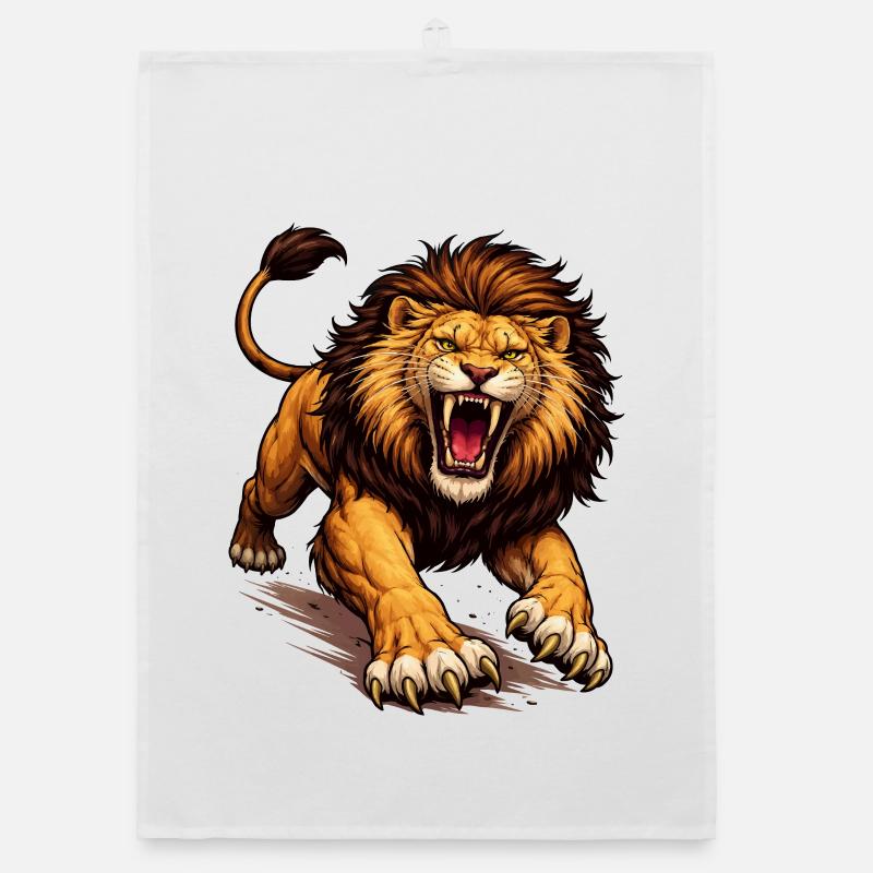 Fierce Lion Comic Organic dish towel