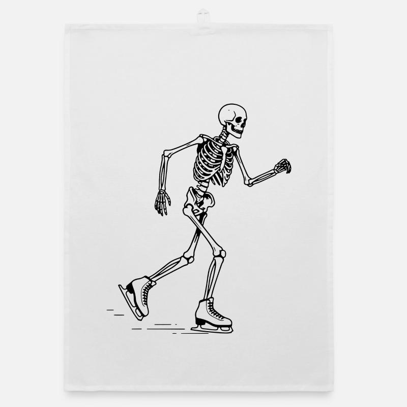 Skeleton is iceskating  Organic dish towel