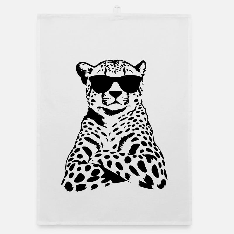 Leopard Chef Sunglasses Black & White Motif Organic dish towel