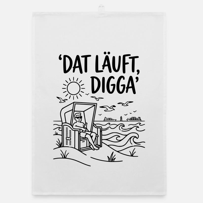 dat läuft digga strandkorb chillen urlaub meer  Organic Geschirrtuch