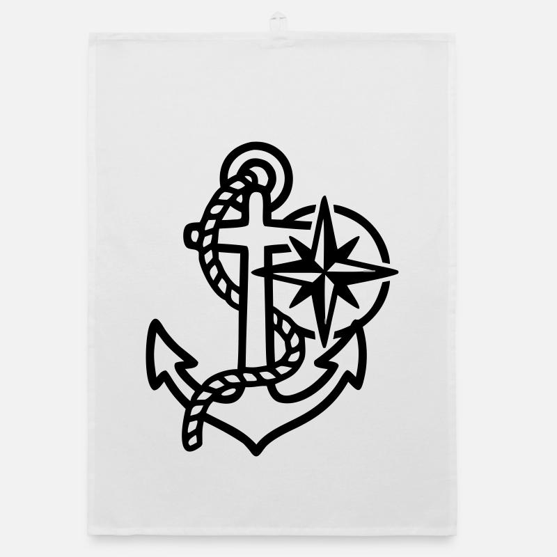 Anker Windrose Maritim Logo Organic Geschirrtuch