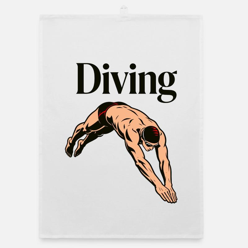 diving, diving, swimming Organic dish towel