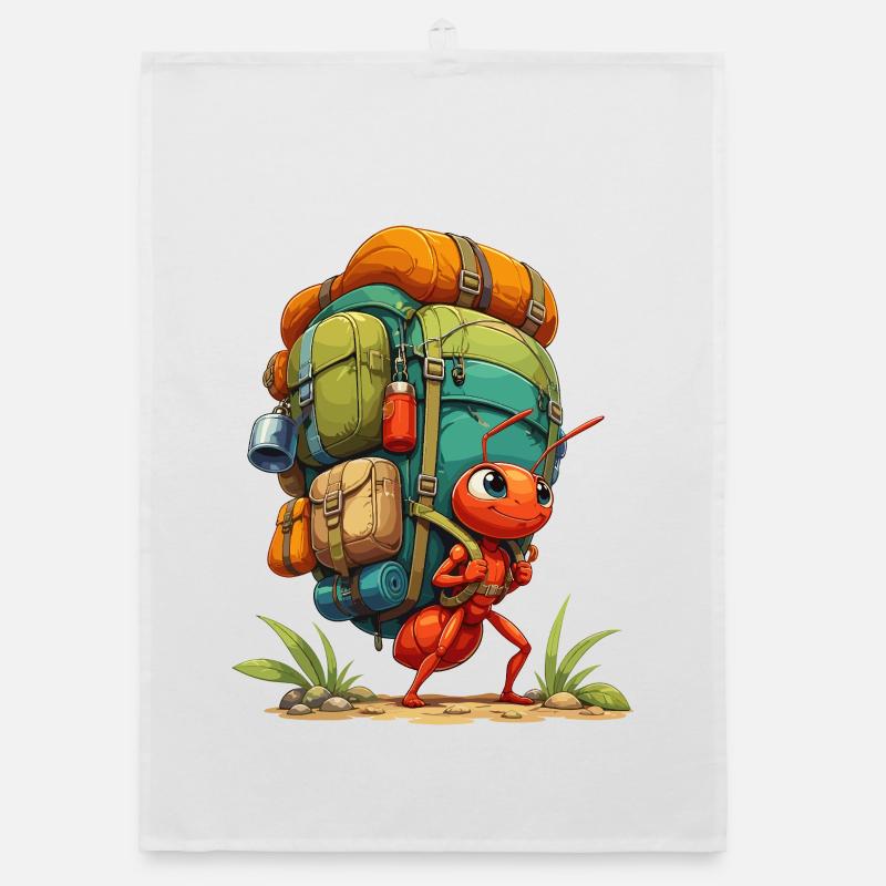 Wandernde Ameise mit Rucksack Organic Geschirrtuch