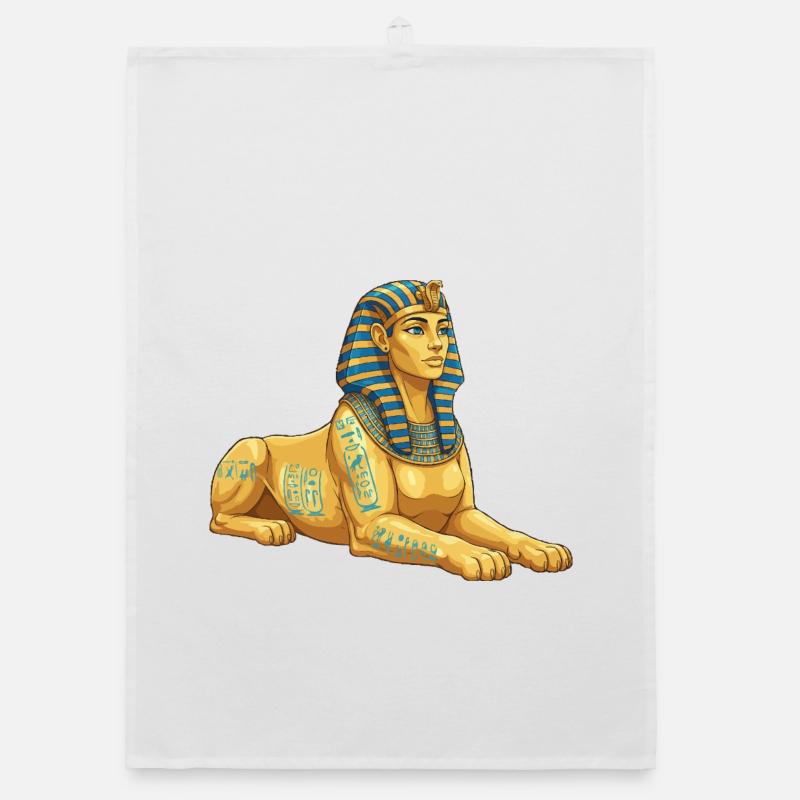 Goldene Sphinx mit Hieroglyphen Organic Geschirrtuch