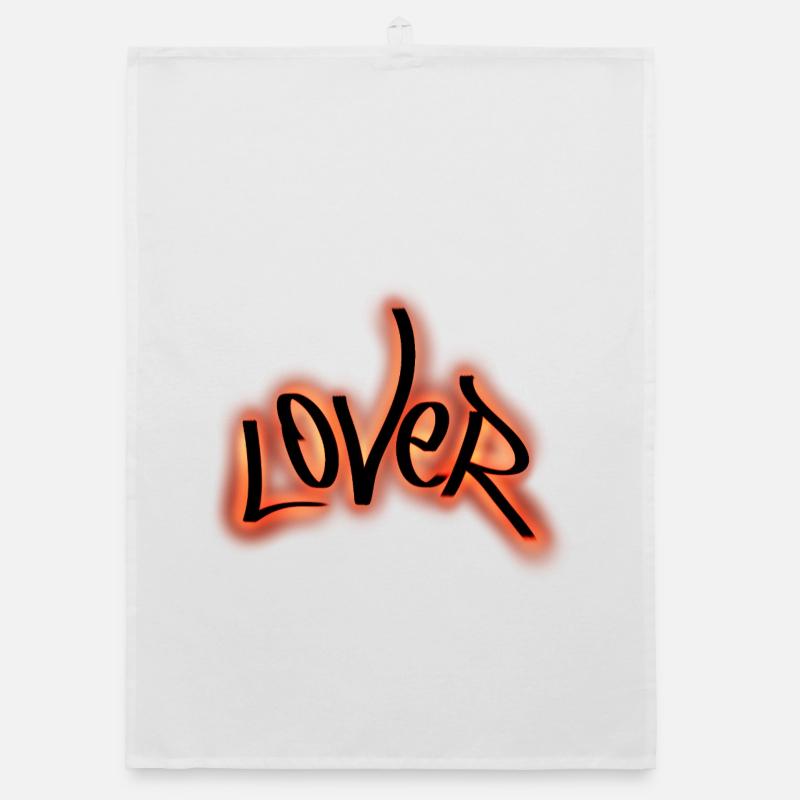 Lover Graffiti Neon Schrift - Organic Geschirrtuch - Weiß