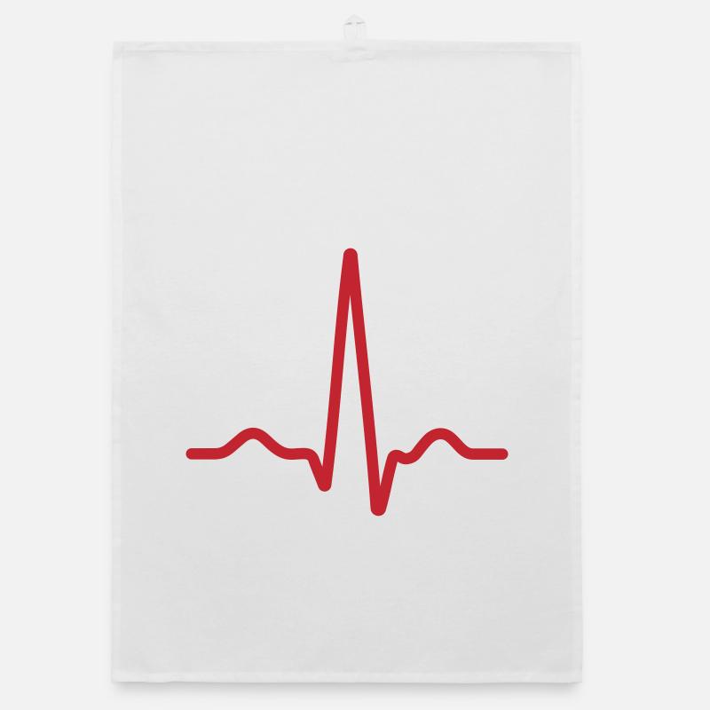 Bold Red Ecg Pulse Line Organic dish towel