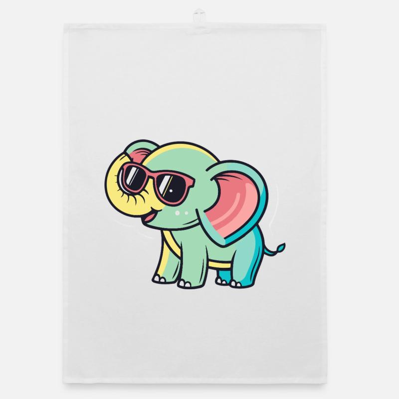 Éléphant pastel à lunettes Torchon bio