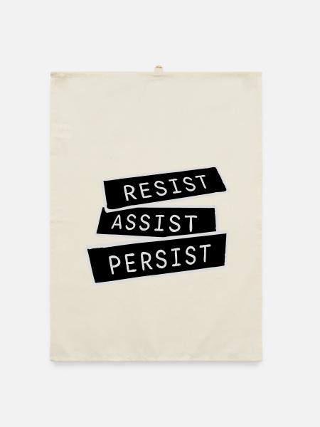 Resist Assist Persist Aktivismus Motivation Logo - Organic Geschirrtuch - Natur - Vorne