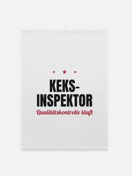 Keks-Inspektor – Qualitätskontrolle läuft - Organic Geschirrtuch - Weiß - Vorne