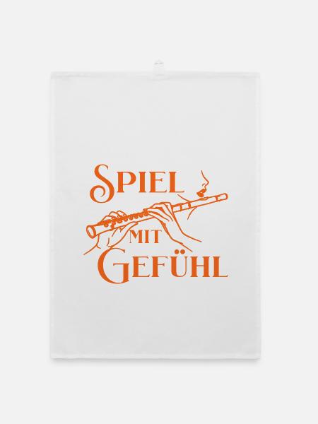Querflöte - Spiel mit Gefühl Flötenmusik Flötistin - Organic Geschirrtuch - Weiß - Vorne
