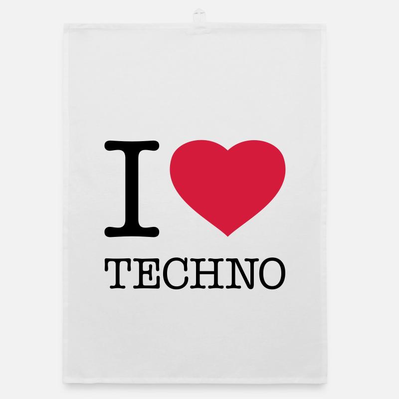 I LOVE TECHNO Organic Geschirrtuch