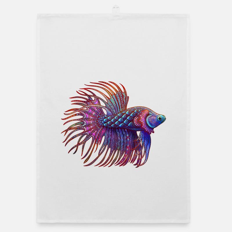 Betta Zentangle colour Organic dish towel