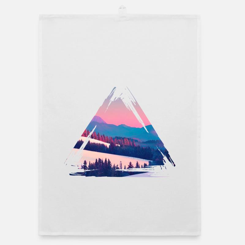 Pastel Mountain Sunset Triangle Organic dish towel