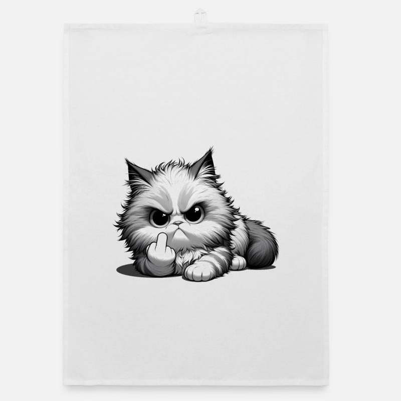 Grumpy Katze mit frechem Mittelfinger Organic Geschirrtuch