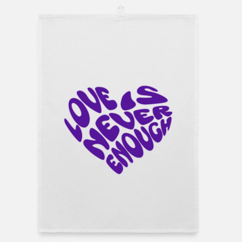 Purple Word Heart Love Pattern Organic dish towel