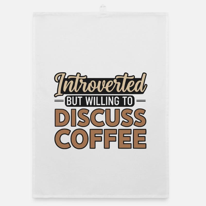 Introverti mais prêt à discuter café - Torchon bio - blanc