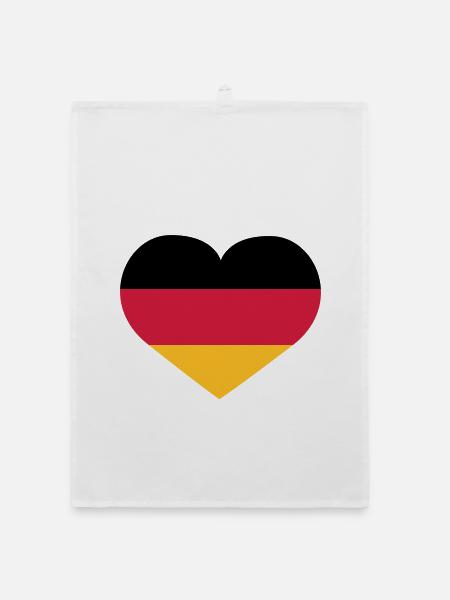 Deutschland Herz | Herz | Heart - Torchon bio - blanc - Devant