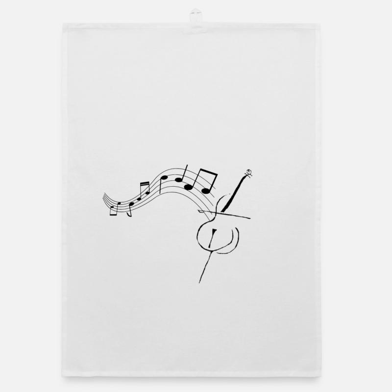 Cello mit Noten1 - Organic Geschirrtuch - Weiß