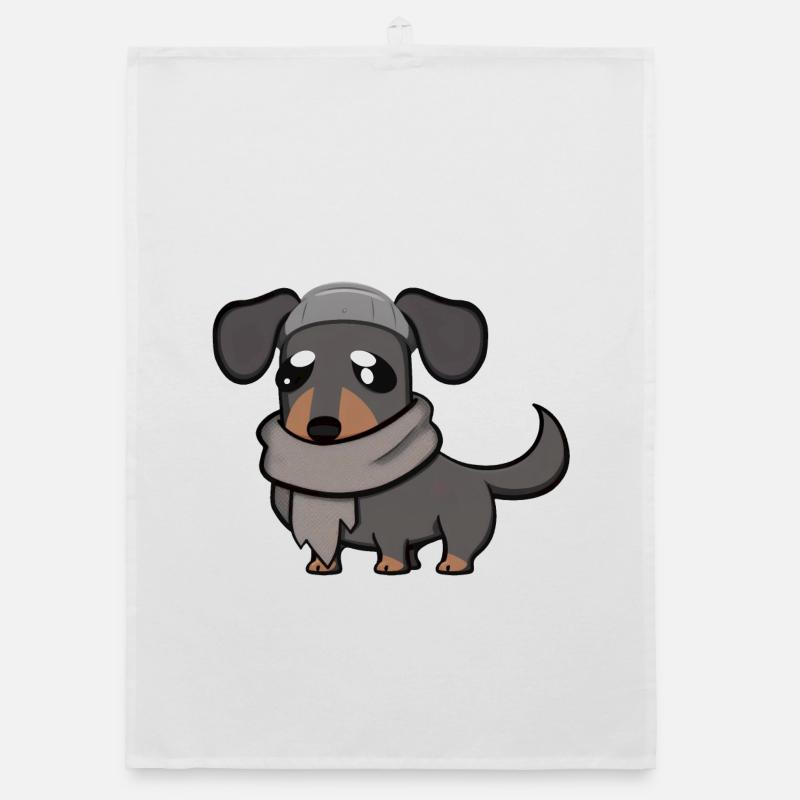 Dachshund grey Organic dish towel