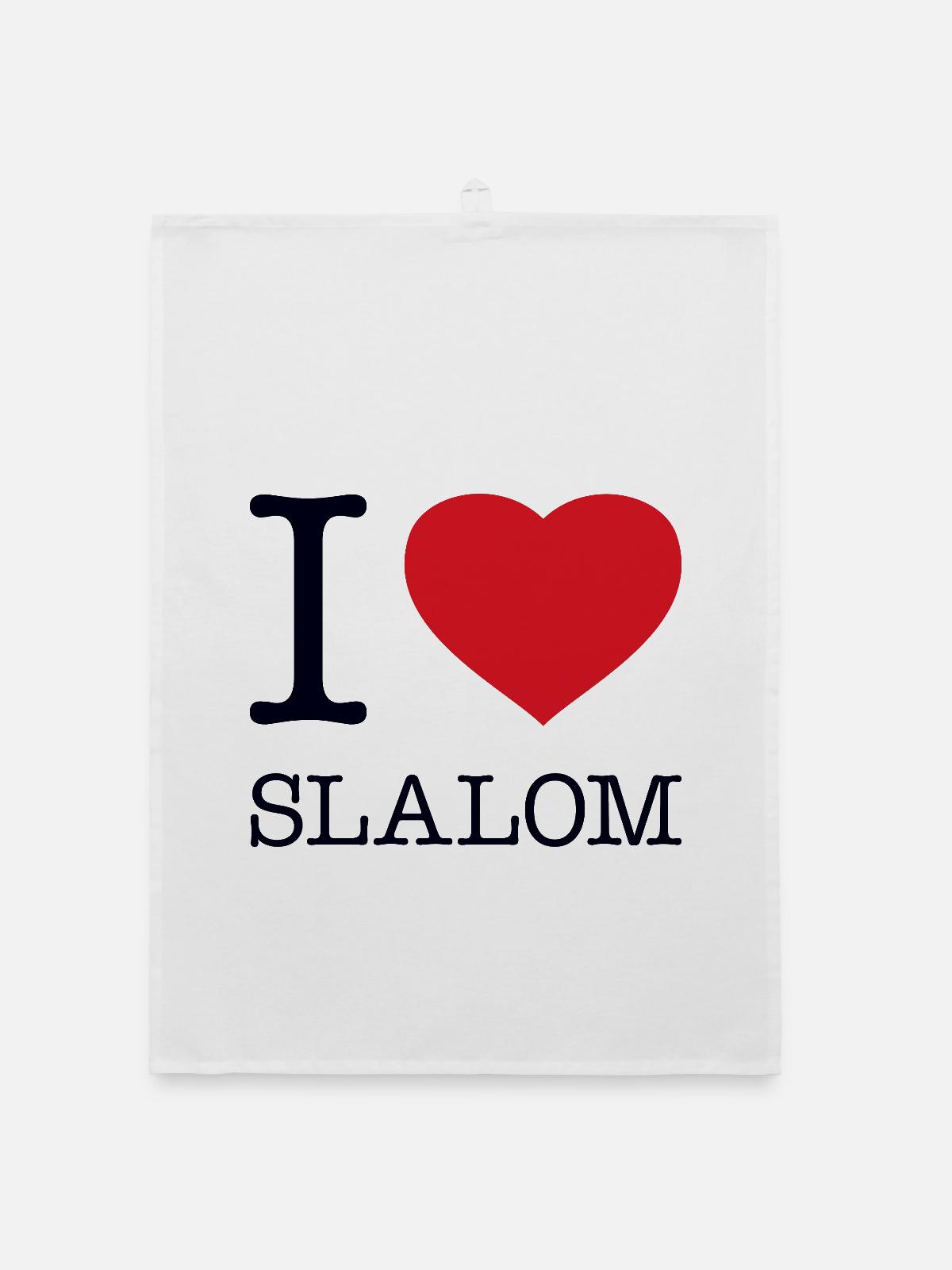 J’ADORE LE SLALOM - Torchon bio - blanc - Devant