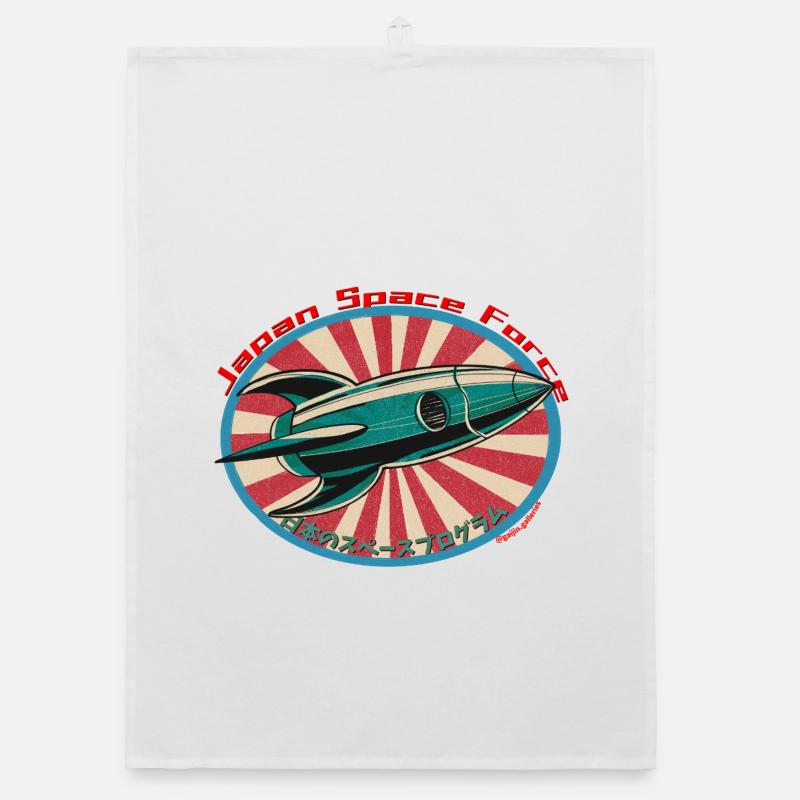 Retro Space Rocket - Japan Space Force Organic Geschirrtuch