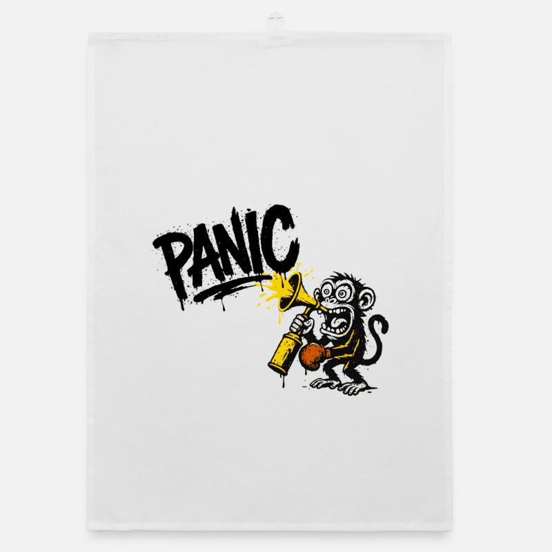 Expressive monkey with megaphone Organic dish towel