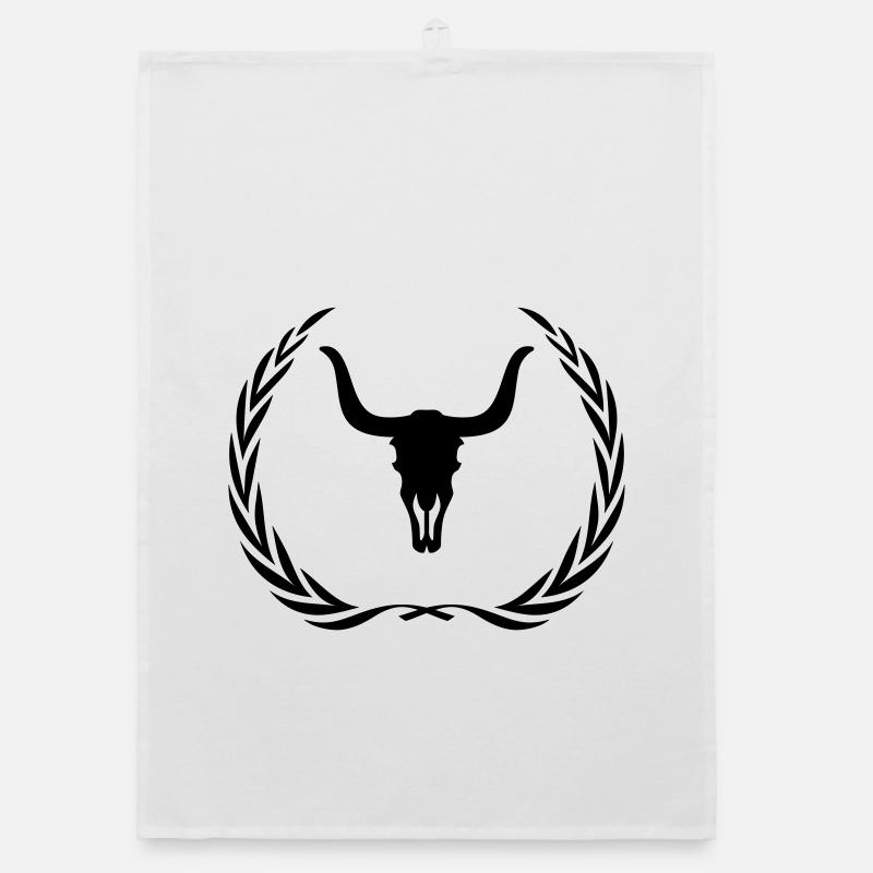 Bull Skeleton Wreath Organic dish towel