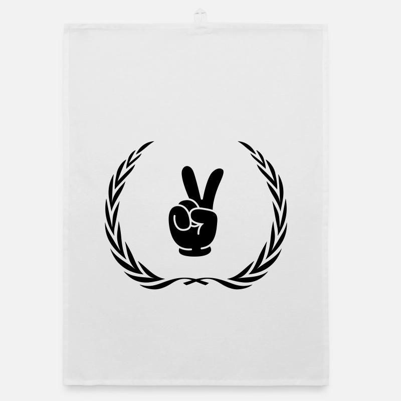 Peace Hand Comic Wreath Organic dish towel