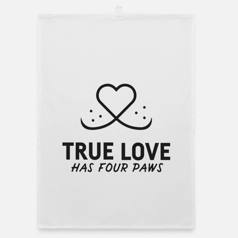 Le véritable amour a 4 pattes - Torchon bio - blanc