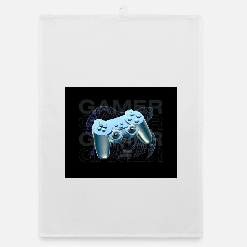 Neon Blue Controller 3D Organic dish towel