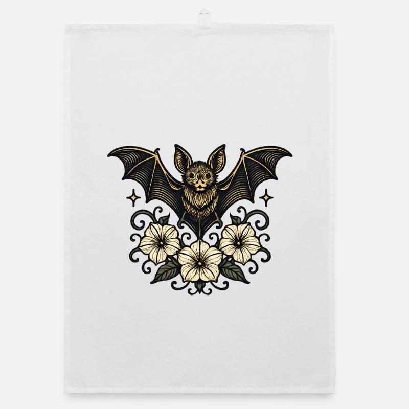 Night bat hibiscus Organic dish towel