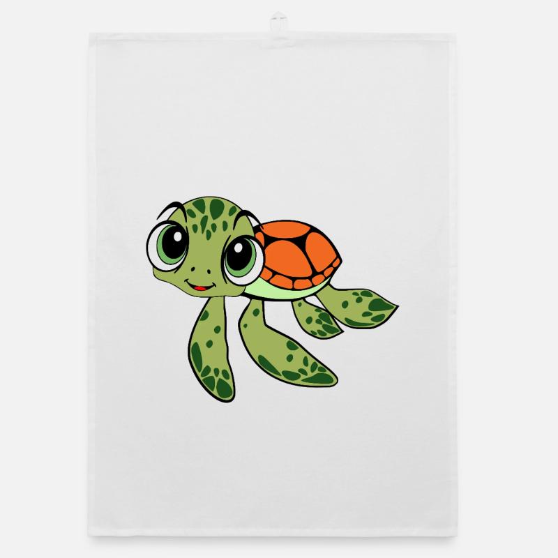 Caricature joyeuse de la Tortue - Torchon bio - blanc