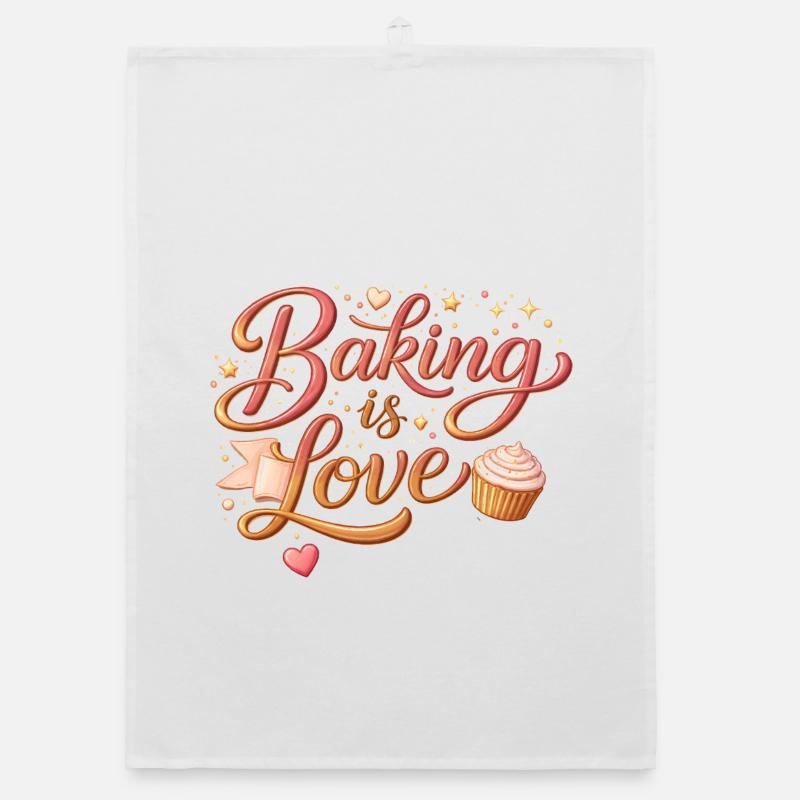 Baking is Love Baking Saying Design Organic dish towel