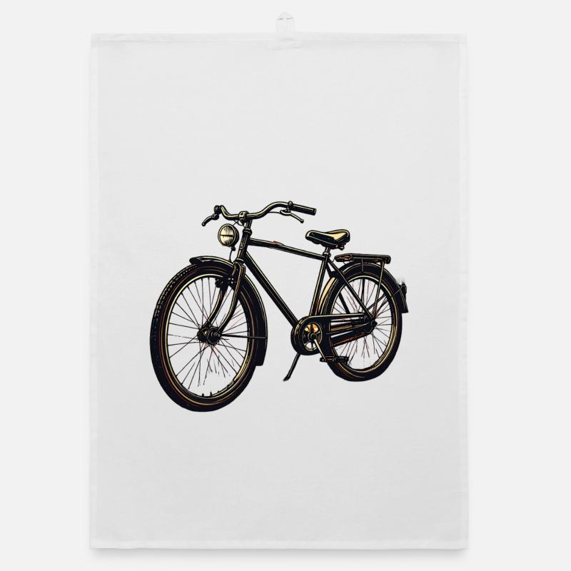 Silhouette de vélo rétro - Torchon bio - blanc