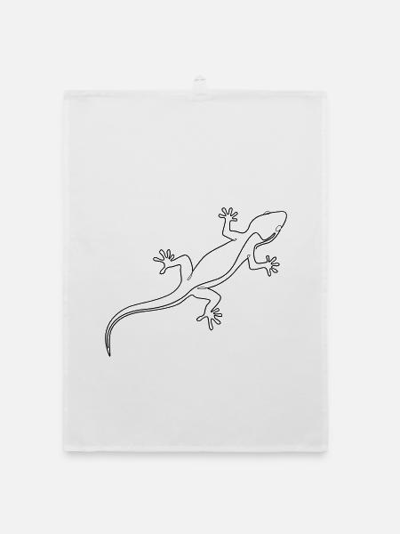 Strichzeichnung Gecko - Organic Geschirrtuch - Weiß - Vorne