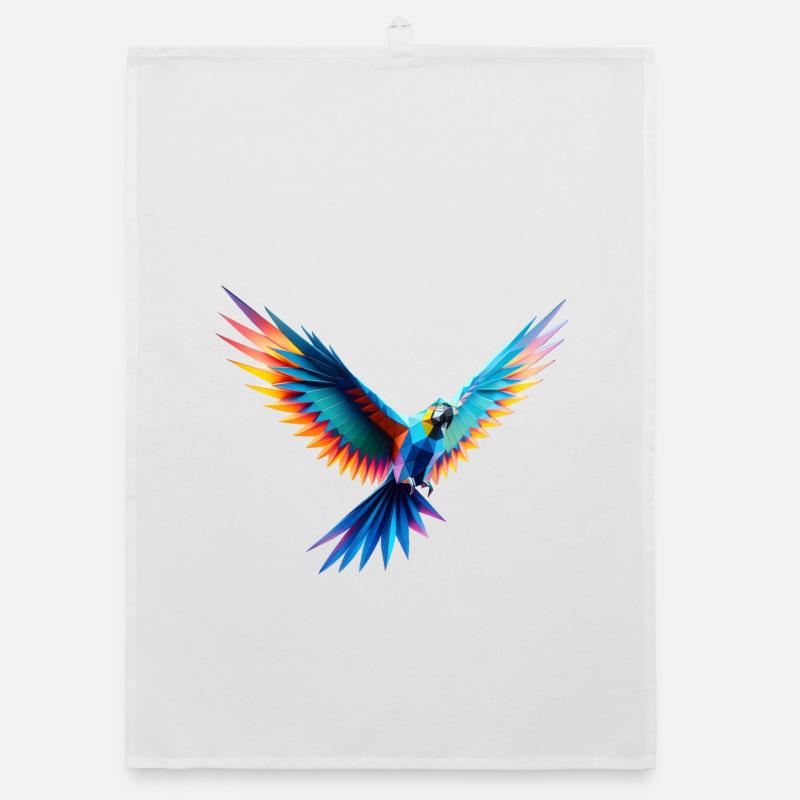 3D geometric multicolor origami parrot Organic dish towel