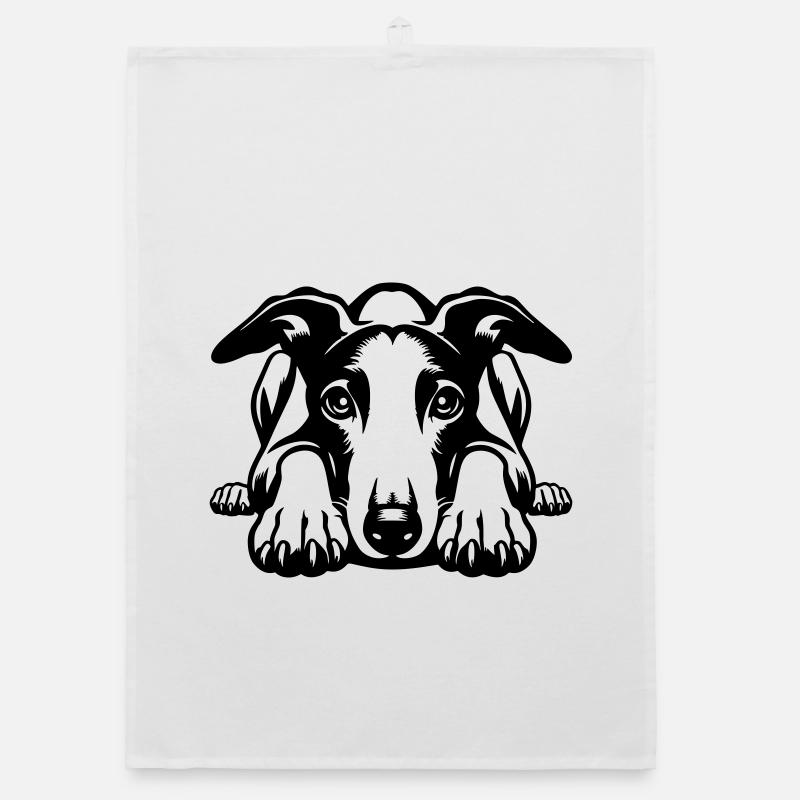 Whippet Head with Paws Organic dish towel