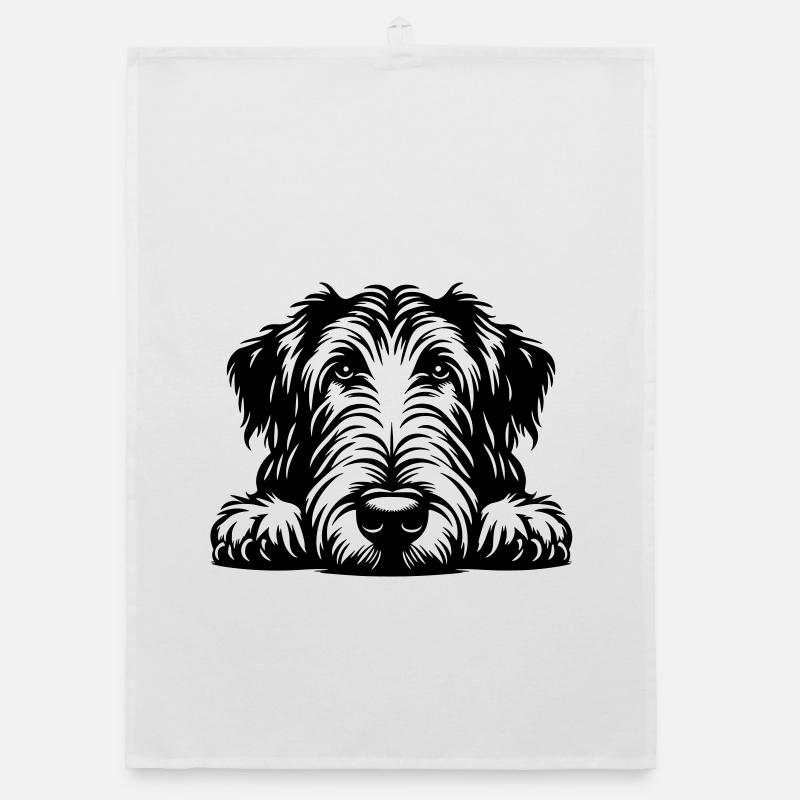 Irish Wolfhound Head with Paws Organic dish towel