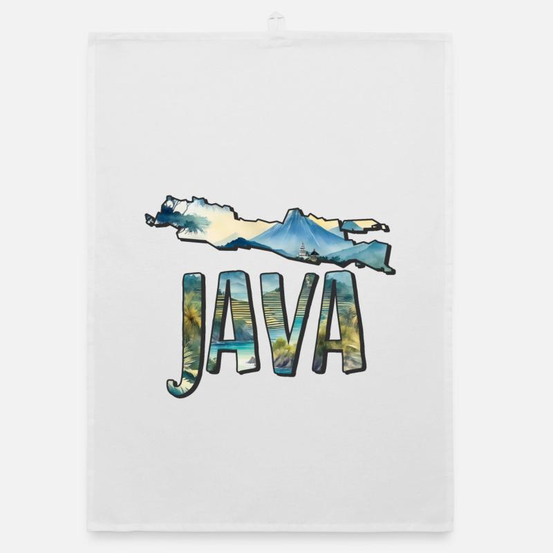 Watercolor Map Java Organic dish towel