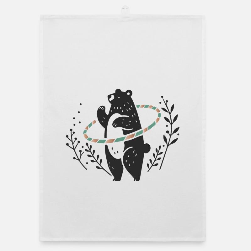Dancing brown bear with Organic dish towel