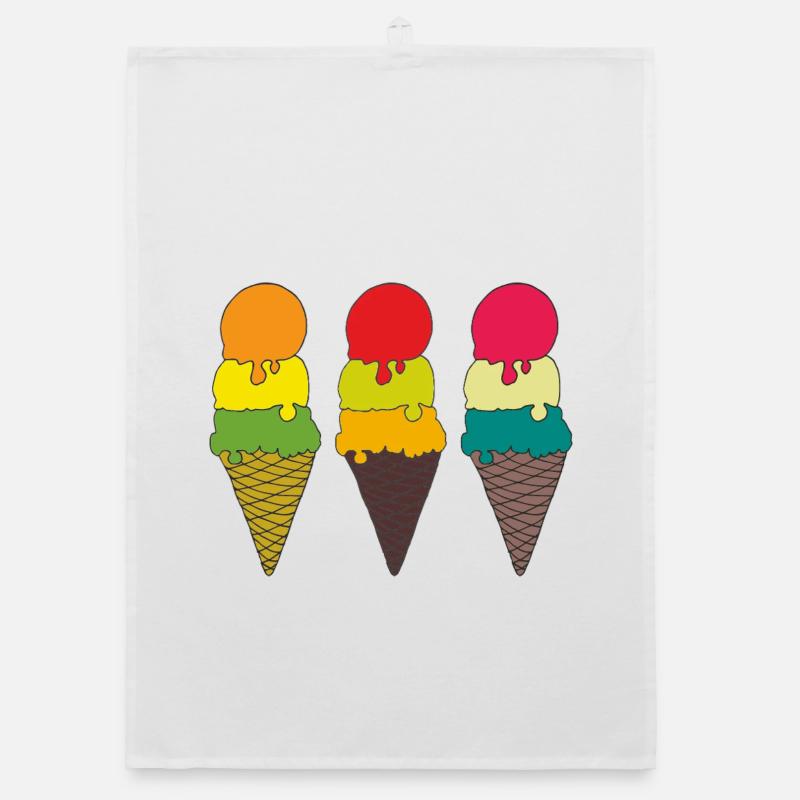 Bunte Eistüten Illustration - Organic Geschirrtuch - Weiß