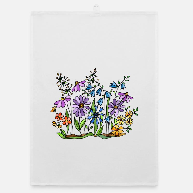 Blumen - Organic Geschirrtuch - Weiß