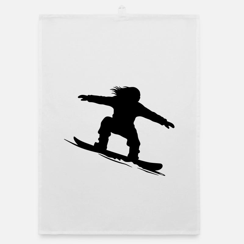 Snowboarder Silhouette - Color Variable Organic dish towel